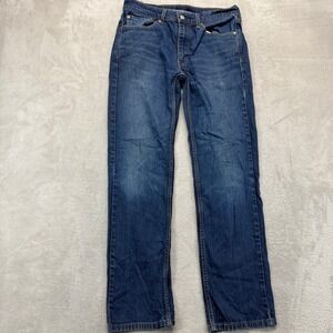 Levi's 514 Jeans Mens 32x32 Blue Straight Dark Wash Denim Stretch Casual Preppy